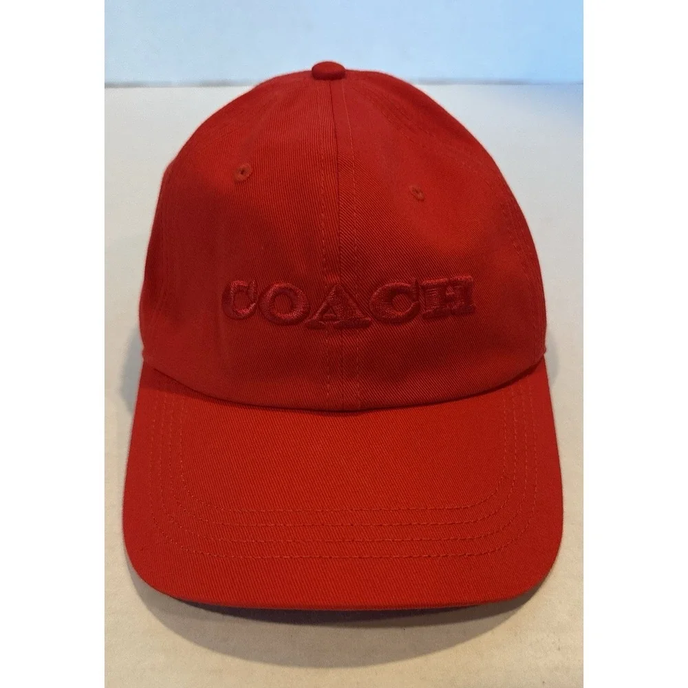 Coach Embroidered Baseball Cap Hat Red Adjustable New No Tag